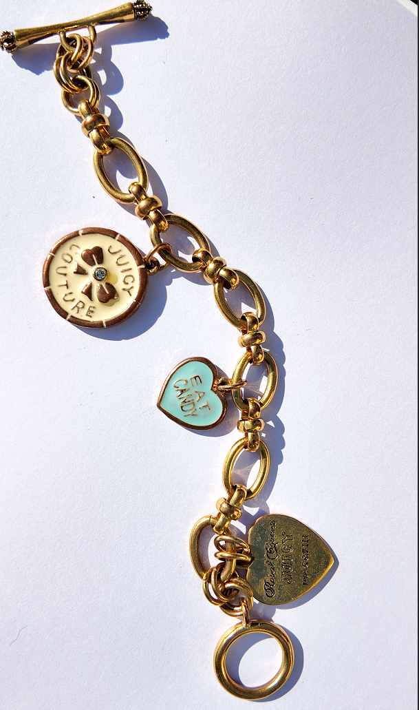 Juicy Couture Vintage Gold Tone Enamel Charm Bracelet