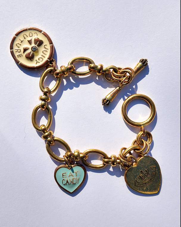Juicy Couture Vintage Gold Tone Enamel Charm Bracelet