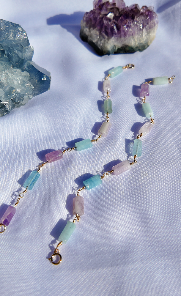Lavender Aquamarine Gemstone Bracelet