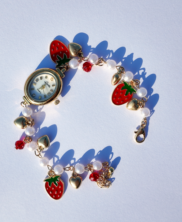 Strawberry Pearl Charm Watch
