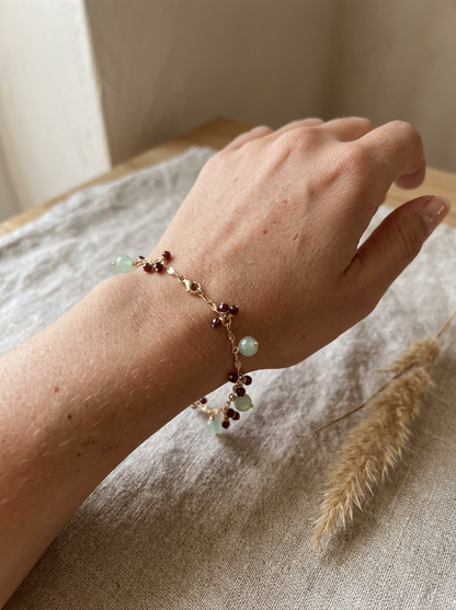 Ruby and Green Aventurine Gold Filled Bracelet