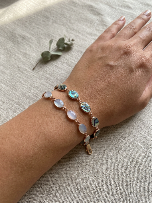 Natural Oval Mother Of Pearl Bracelet