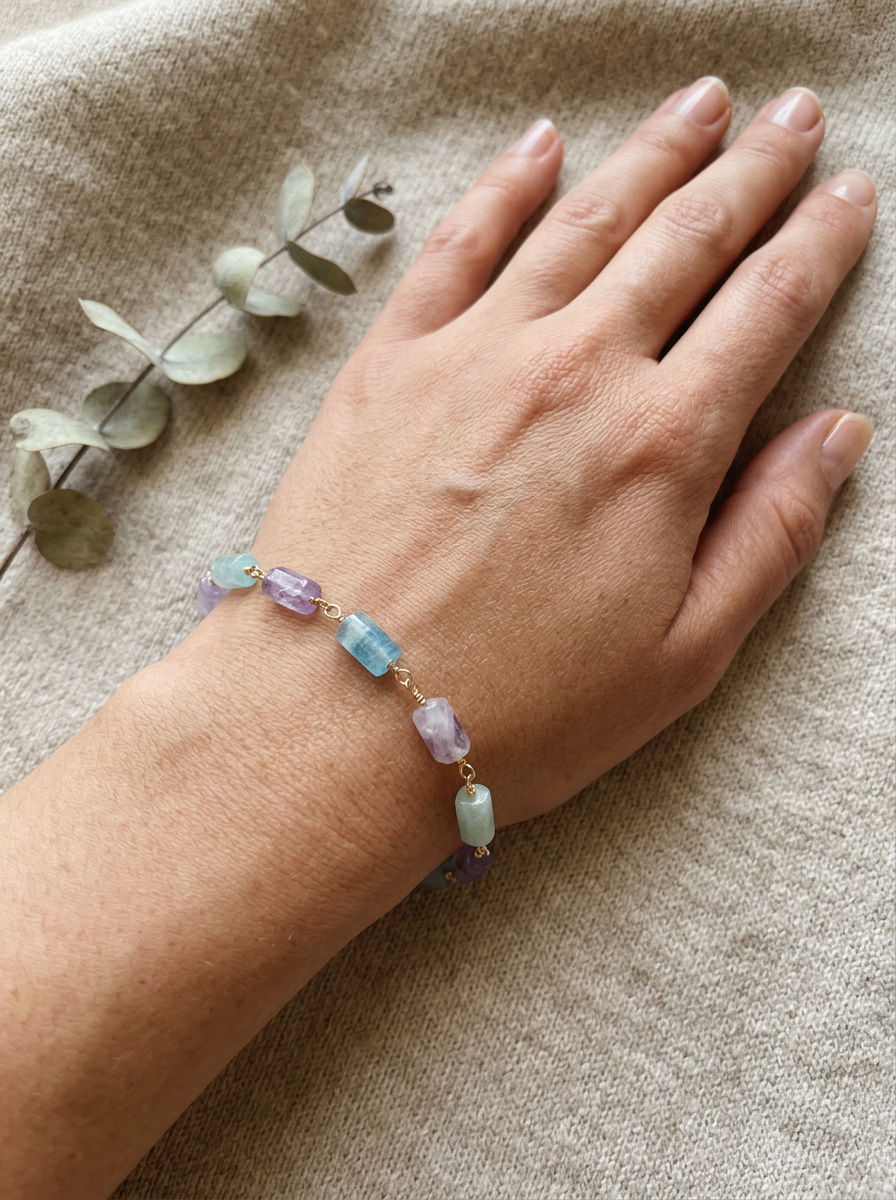 Lavender Aquamarine Gemstone Bracelet for Elegant Style