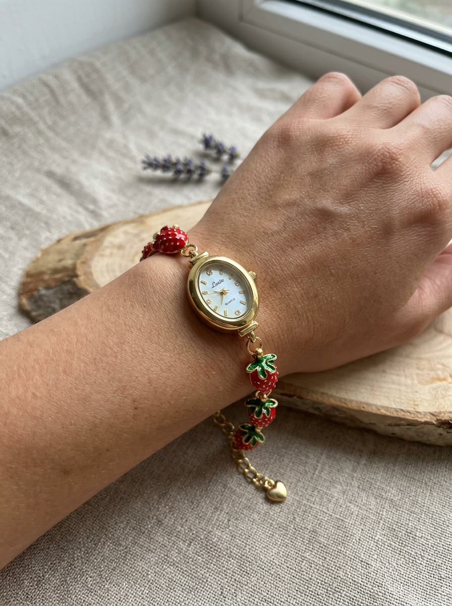 Fresh Strawberry Watch with Cute Fruit Inspired Design